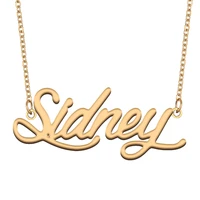 sidney name necklace for women stainless steel jewelry gold plated nameplate pendant femme mother girlfriend gift