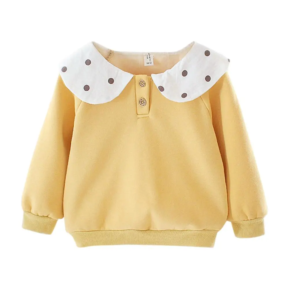 Hot Sale Baby Girls Sweatshirt Classic Delicate Winter Thicken Baby Girls Long Sleeve Lotus Collar Fleece Warm Cute Sweatshirt