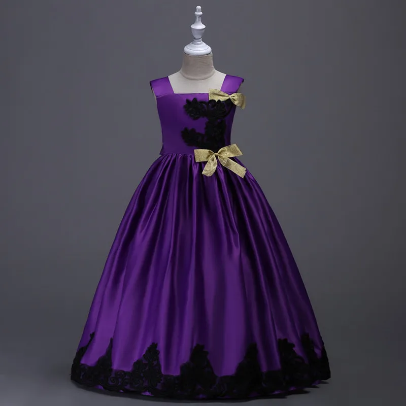Элегантное летнее платье принцессы для подружки невесты; vestidos; атласные детские платья для девочек; детское платье для свадебной вечеринки; платье для девочек; От 3 до 8 лет
