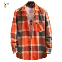 aoliwen 2019 mens long sleeve plaid shirt flannel cotton button down casual shirt men comfortable pocket top autumn clothes