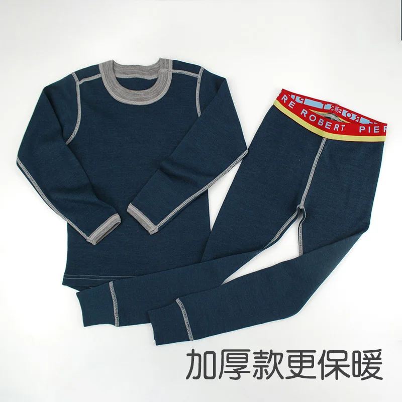 More thicker 250gsm Мериносовой шерсти дети термобелье установить тонкие кальсоны Unisex Мальчики Девочки детей от 1,5 до 14 лет - Цвет: More thicker 250gsm