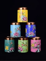 enamel color ceramic tea pot mini tea box tin lid sealed pot portable business trip portable flower picking tea pot