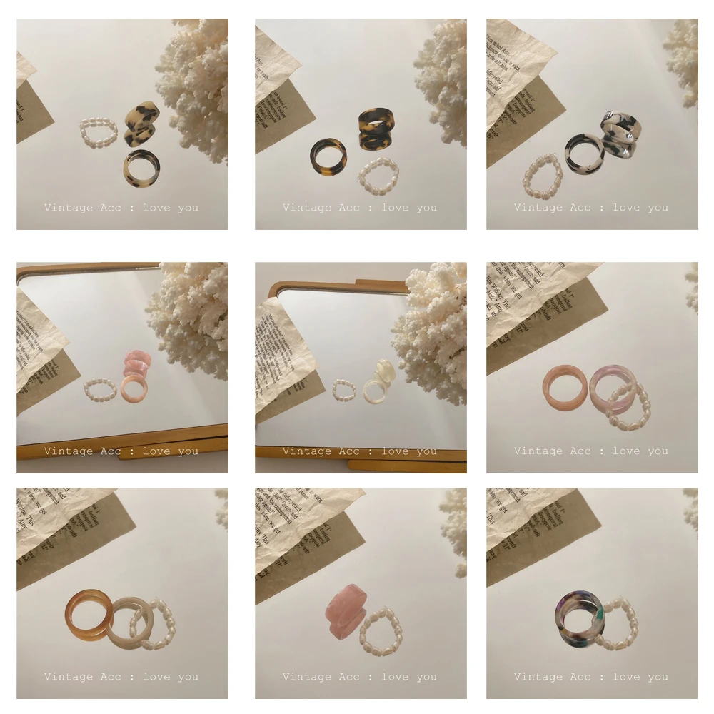 

Retro New Korea Chic Transparent Aesthetic ring Colorful Minimalist Acrylic Resin Thin Ring for Women Jewelry Party Gifts