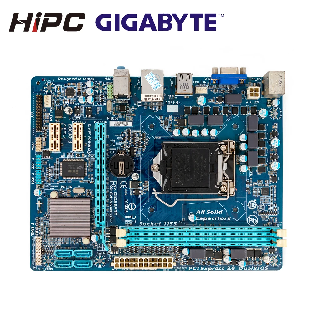 Gigabyte GA-H61M-DS2 настольная материнская плата H61 LGA 1155 для Core i3 i5 DDR3 16 Гб Micro-ATX H61M-DS2 б/у |