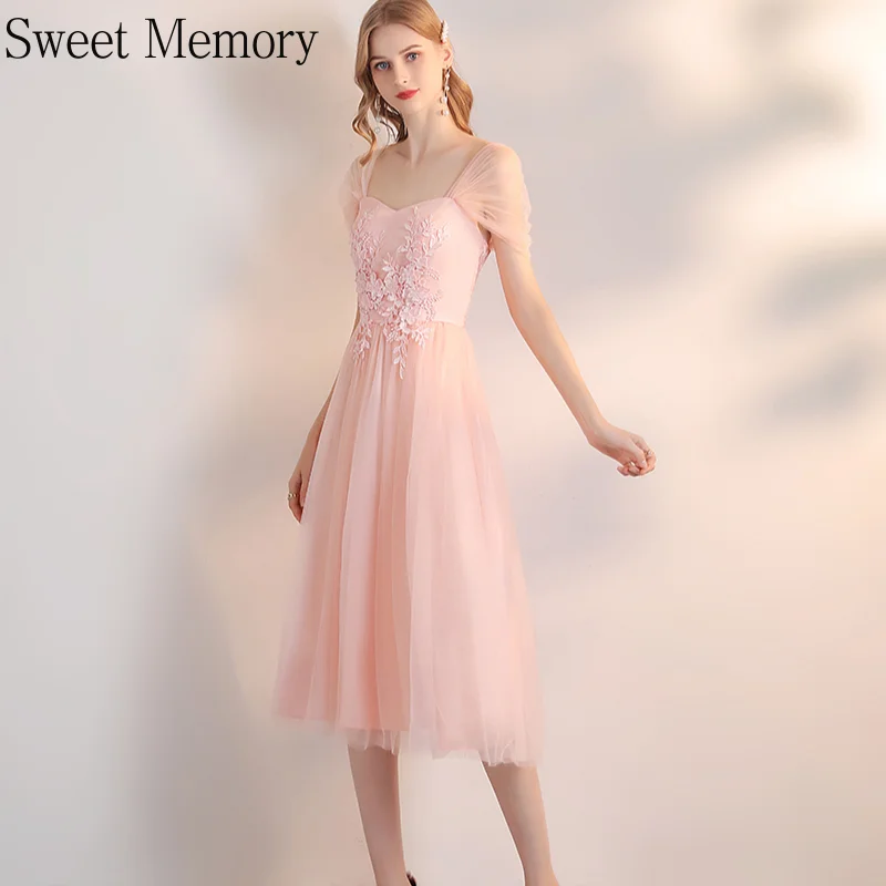 Vestidos de novia cortos J149, blanco y rosa, dulce recuerdo, novia, invitados, fiesta de boda, vestido de tul con encaje, Red de graduación, 2021