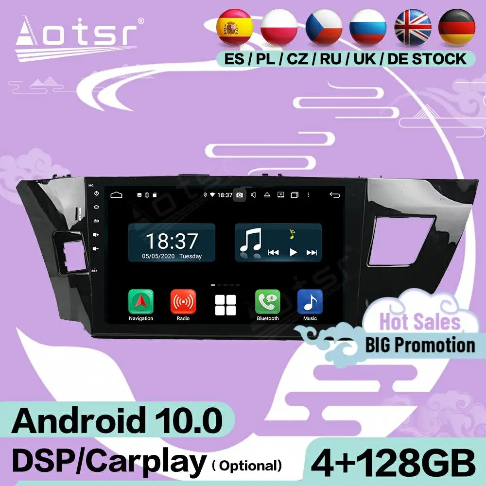 

128G Carplay экран Мультимедиа Стерео Android 10 плеер для Toyota Levin 2013 2014 2015 GPS Видео аудио радио приемник головное устройство