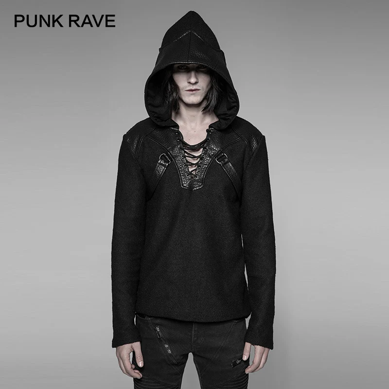 Мужские черные пуловеры в стиле панк готические повседневные Пуловеры из