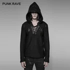 Мужские черные пуловеры в стиле панк, готические повседневные Пуловеры из искусственной кожи в стиле рок, мужские футболки с капюшоном