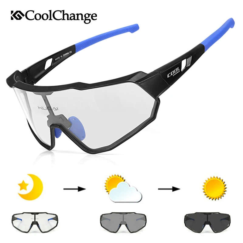 CoolChange фотохромные велосипедные очки для бега, спорта на открытом воздухе, MTB, велосипедные солнцезащитные очки, UV400, мужские, женские, дорожные, велосипедные очки