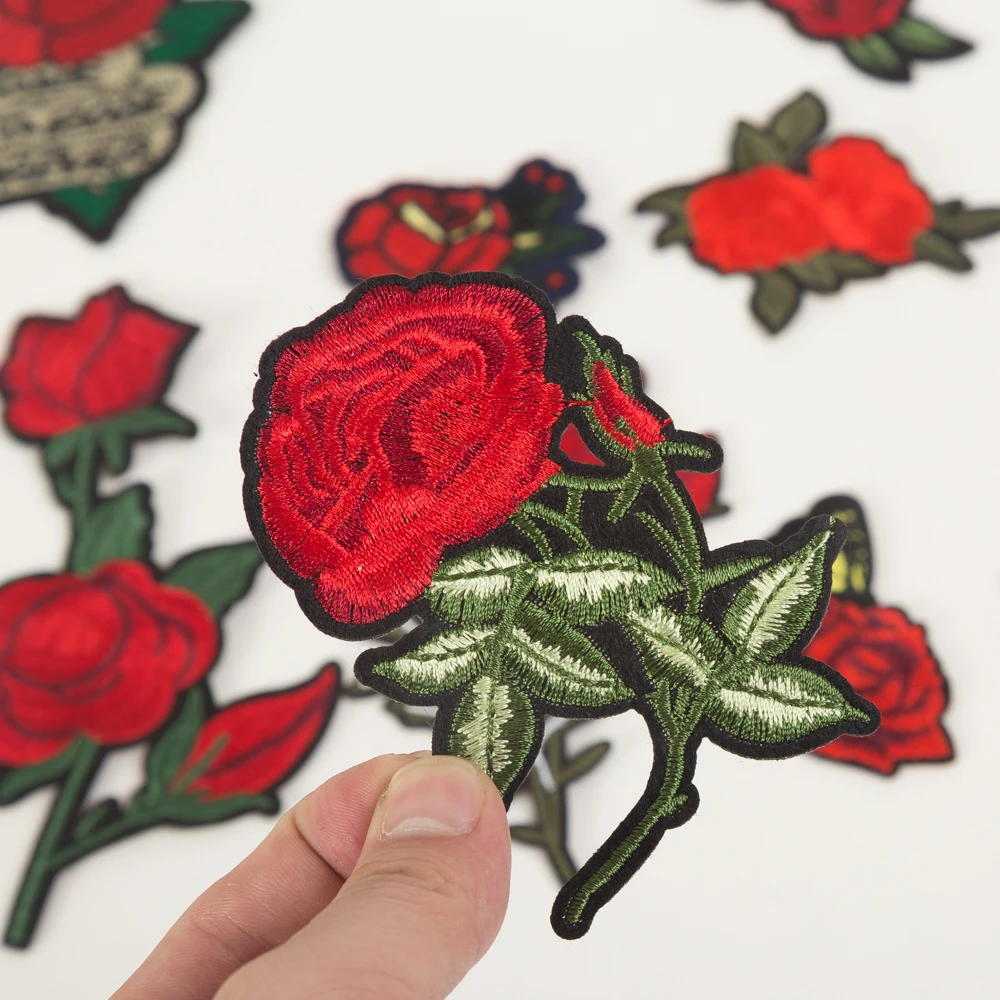 XC 10 шт. Вышивка Роза Ткань заплатки для джинсов 3D пришить цветок серии наклейки