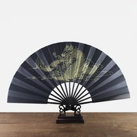 black faced large folding fan chinese printed golden dragon fan home decorations wedding daily use dance gift hand fan 33cm