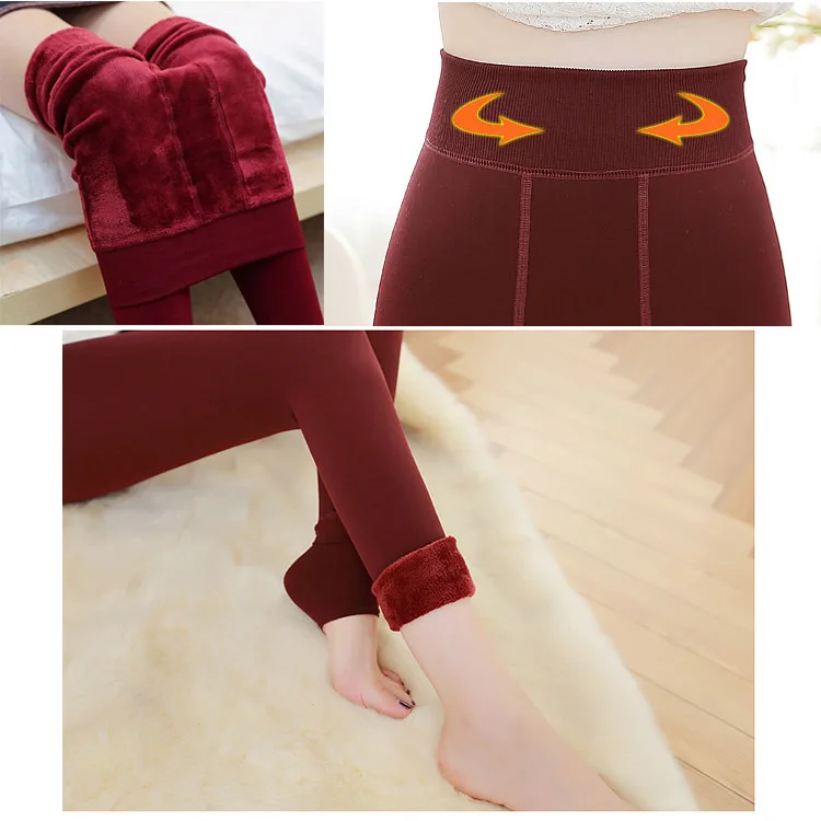 

Women High Elastic Thick Leggings Autumn Winter Warm Velvet Pants FOU99