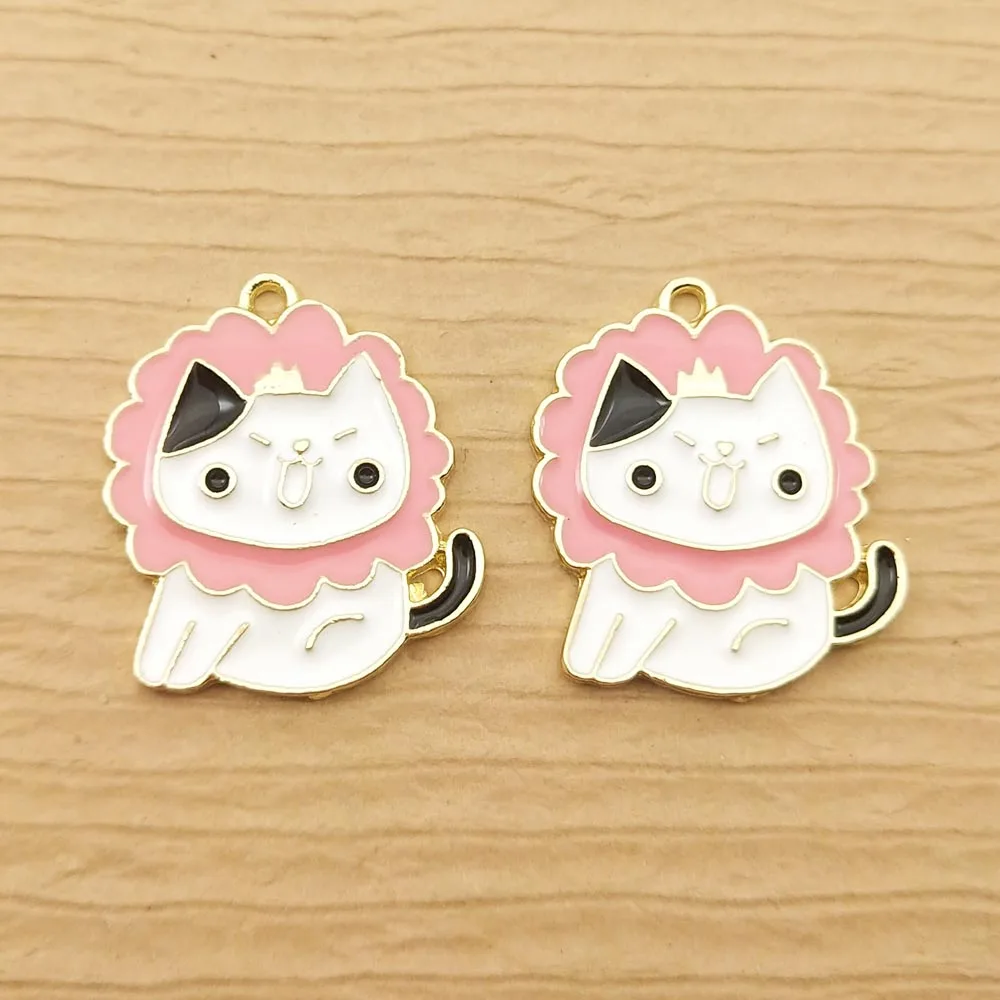 

10pcs 21x23mm enamel cat charm for jewelry making crafting fashion earring pendant bracelet charm necklace charms diy finding