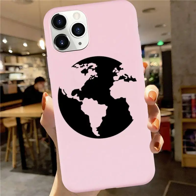 

World Map Travel Plans pattern Anti-fall luxury Phone Case cover Candy Color for iPhone 6 7 8 11 12 s mini pro X XS XR MAX Plus