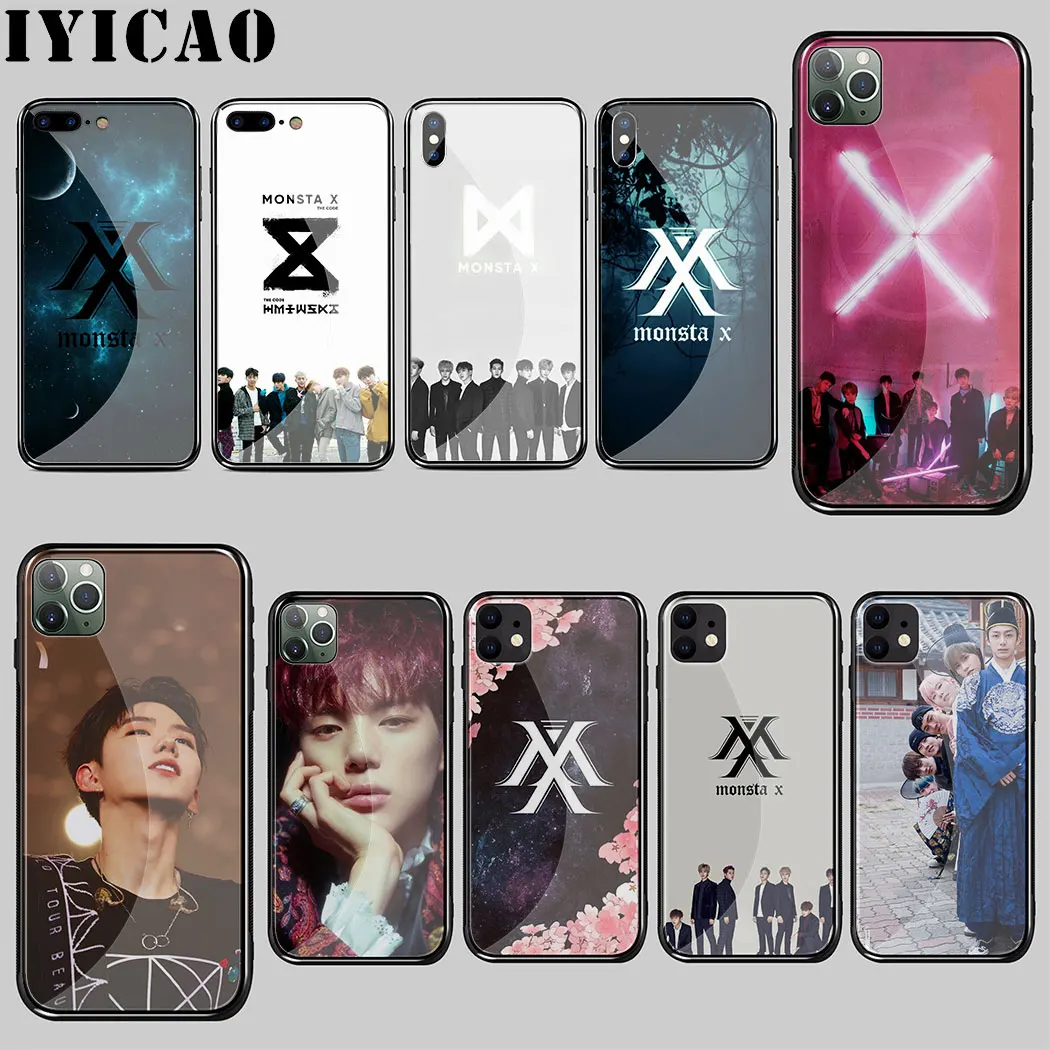 Чехол KPOP Boy Group Monsta X из закаленного стекла чехол для iPhone 5 5S SE 6 6S 7 8 Plus 11 Pro XR XS Max