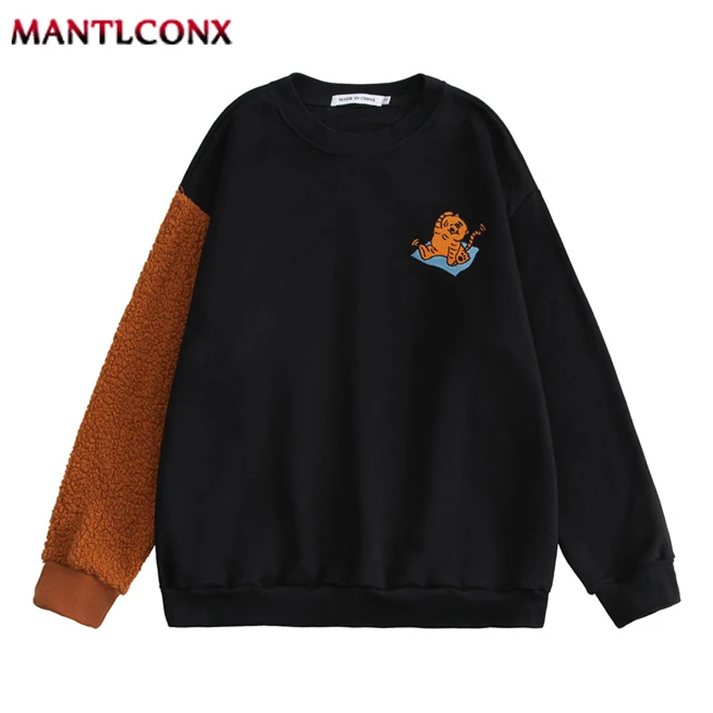 Новинка 2022 Модный свитшот в стиле пэчворк с изображением тигра мужская Толстовка