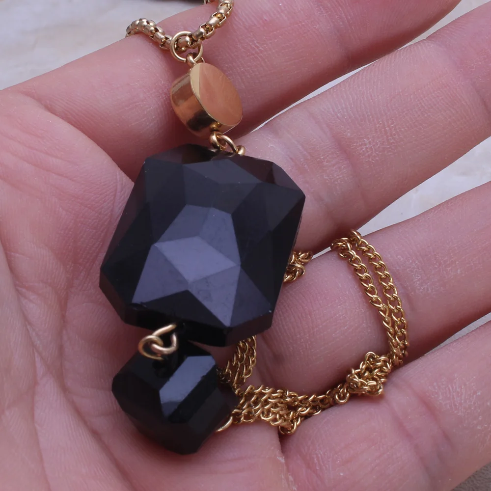 Мода из нержавеющей стали ювелирные изделия золота Цвет квадратный черный кулон