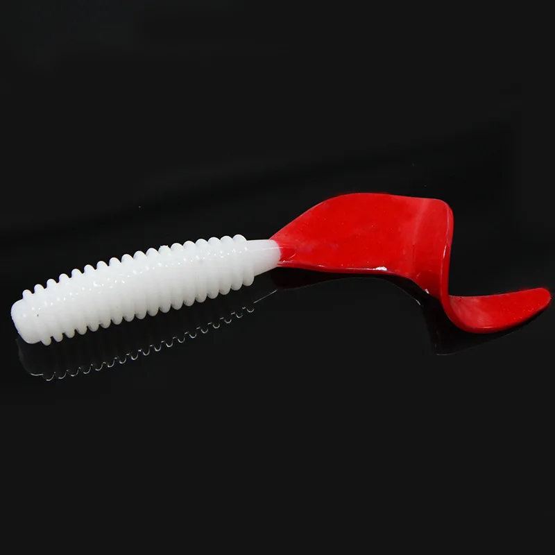 5-10Pcs/Lot Spiral Stripe Fishing Soft Lures 50mm-70mm Wobblers Carp Silicone Artificial White Body Red Tail Baits Tackle | Спорт и