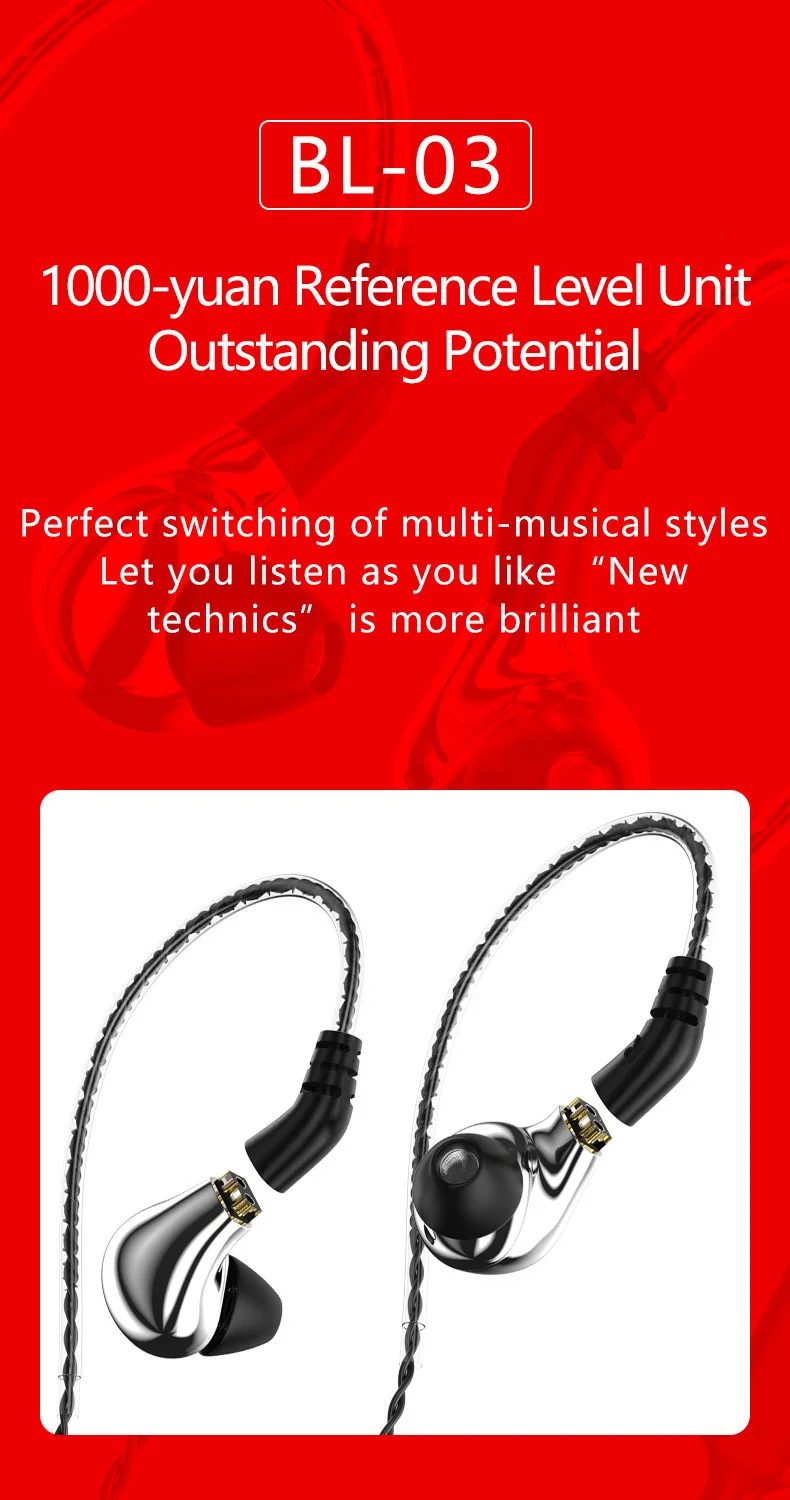 BLON BL-03 10mm Carbon Diaphragm Dynamic Driver In Ear Earphone HIFI DJ Running Sport Earphone Earbuds for ZS10 ZSN PRO CCA