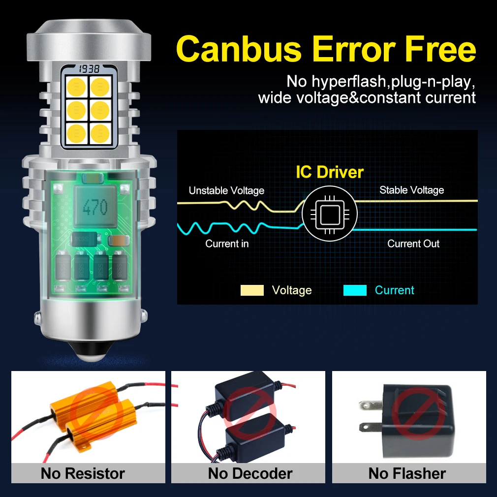 Светодиодные лампы Canbus BA15S P21W 1156 BAU15S PY21W без ошибок гипер-вспышка с чипом 3030