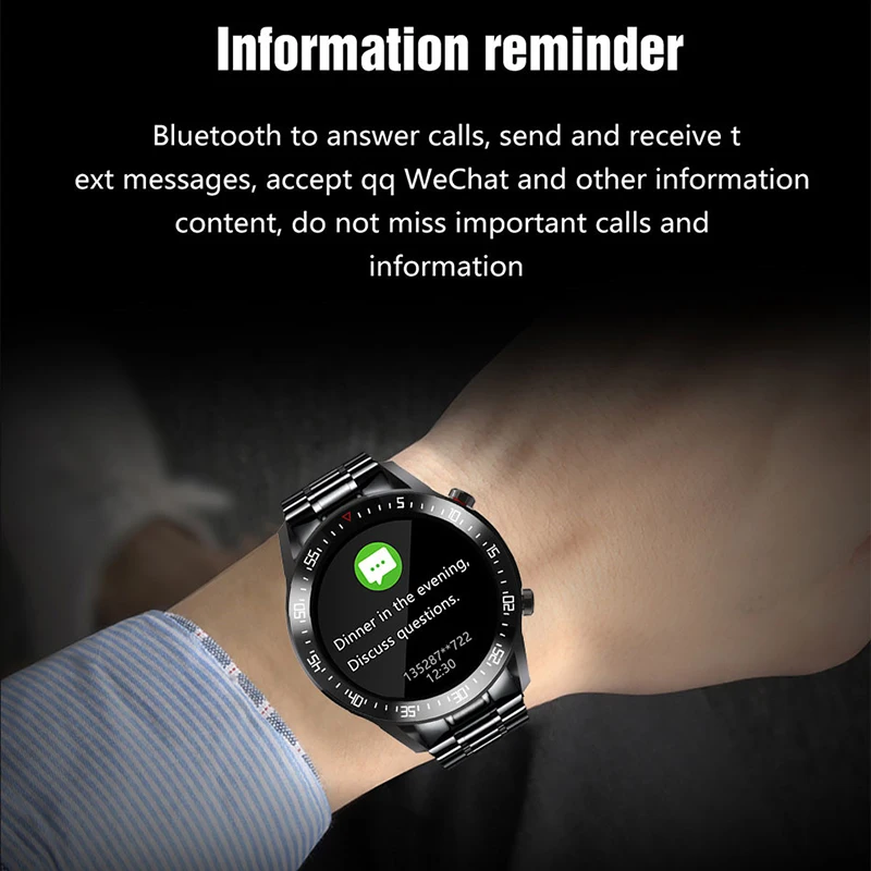 

LIGE Luxury steel belt Smart Watch Men smartwatch Full Touch Screen Heart Rate Blood Pressure Monitor Waterproof Fitness Watch