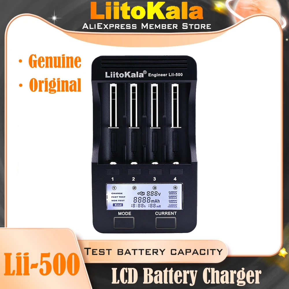 Подлинное / оригинальное зарядное устройство Liitokala Lii-500 18650 21700 26650 AA AAA для 18350 18500
