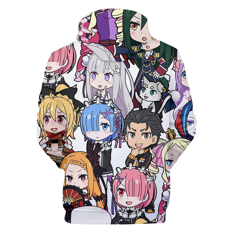 Natsuki Subaru Толстовка Re ZERO пусковая Аниме толстовки Rem Ram для женщин/мужчин Emilia пары Косплей куртка свитер Одежда