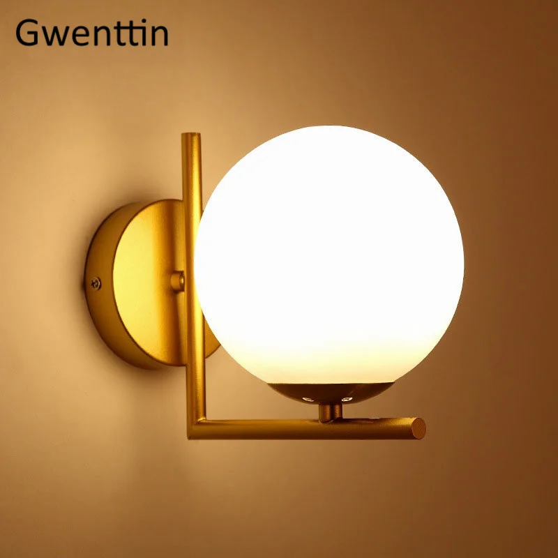 Скандинавские Стеклянные Настенные светильники лампы для спальни прикроватная