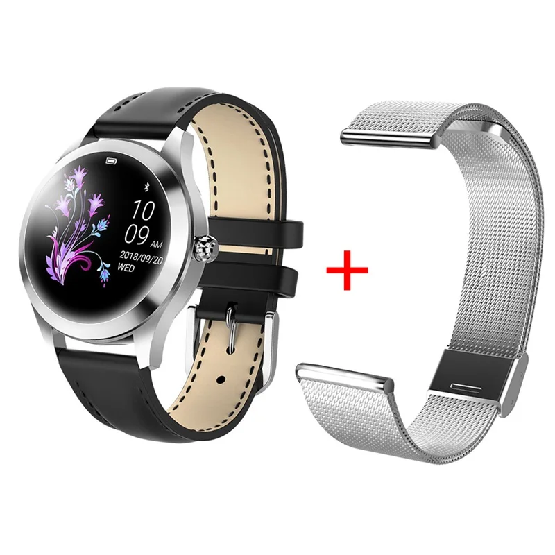 black add silver Torntisc KW10 женские Смарт-часы IP68 водонепроницаемый монитор сердечного ритма физиологическое напоминание для Android IOS Телефон умные часы для женщин - Цвет: black add silver