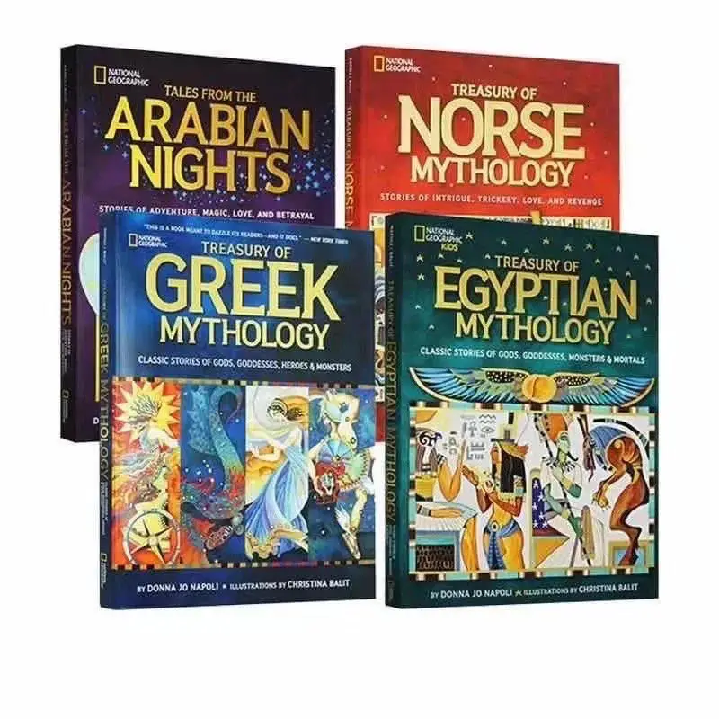 

National Geographic Mythology Treasury of Egyptian Greek 4 volumes Hardcover Edition Books