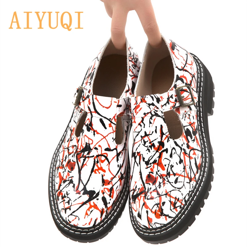 

AIYUQI Women Shoes 2021 New Spring Genuine Leather Ladies Oxford Shoes Top Women's Shoes Mary Jane Loafers