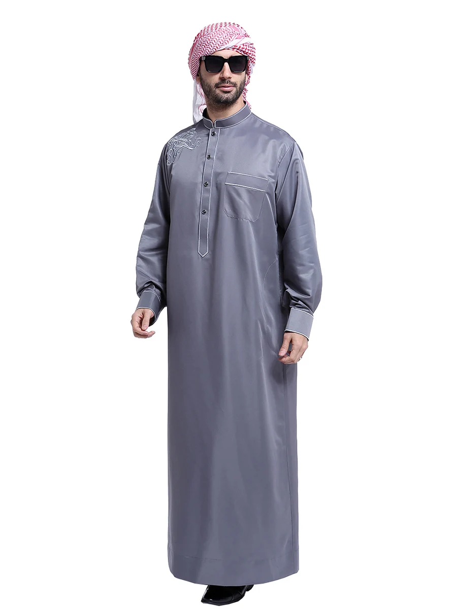 Исламская одежда для мужчин со стоячим воротником арабский Тауб с длинным