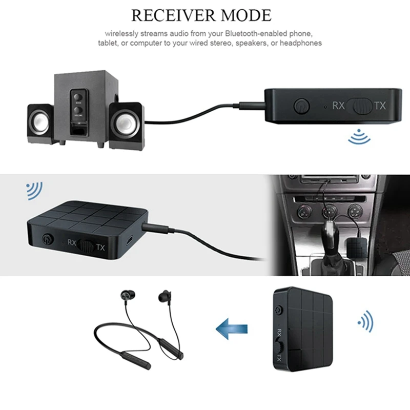 

Bluetooth 5.0 Wireless Audio Aux Transmitter & Receiver 2 in 1 Adapter 3.5mm