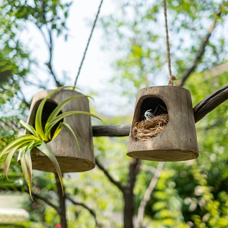 Unique Design Handmade Decorative Nature Wooden Hanging Flower Pots