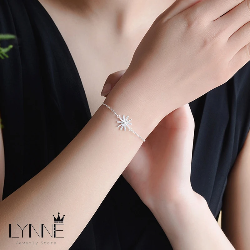 Женский браслет с подвеской в виде подсолнуха из серебра 925 пробы | Украшения и