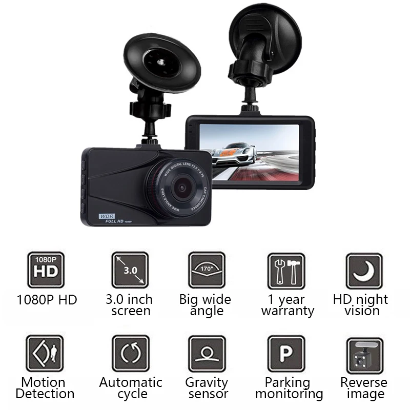 3 ''Автомобильный видеорегистратор скрытый с двумя объективами Dashcam