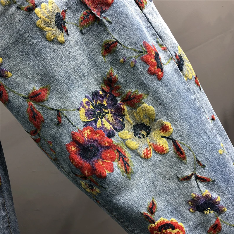 

3D Printed Jeans for Women Loose Tapered Pants 2021 Spring Fashion New Autumn High Waist Western Style Harem Drop Crotch Pants