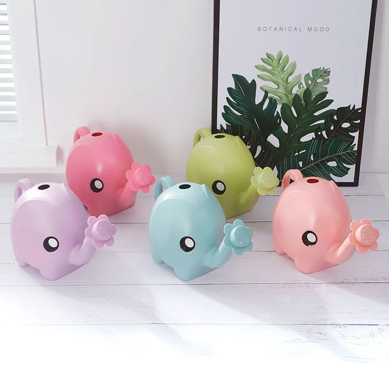

1L Cute Cartoon Elephant Watering Can Home Patio Lawn Long Mouth Design Gardening Plastic Plant Outdoor Flower Water Can