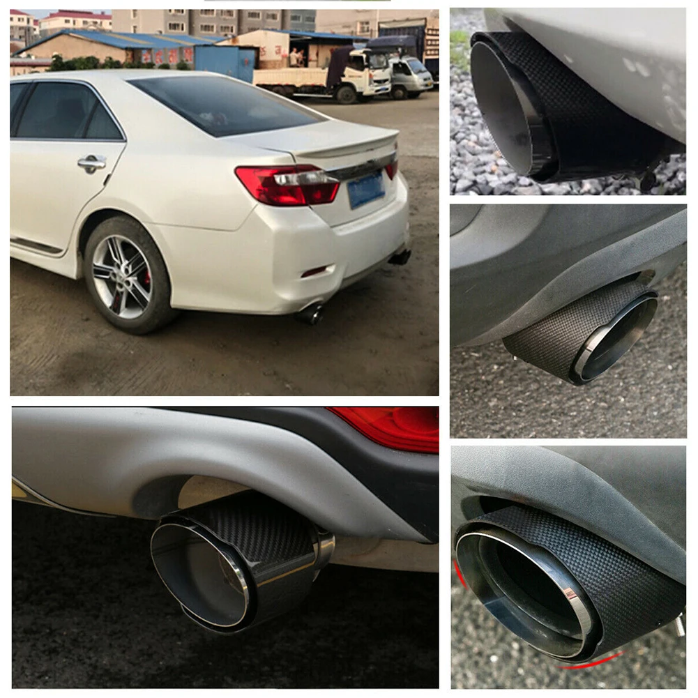 Универсальный Выпускной глушитель из углеродного волокна 89 мм крышка выхлопной