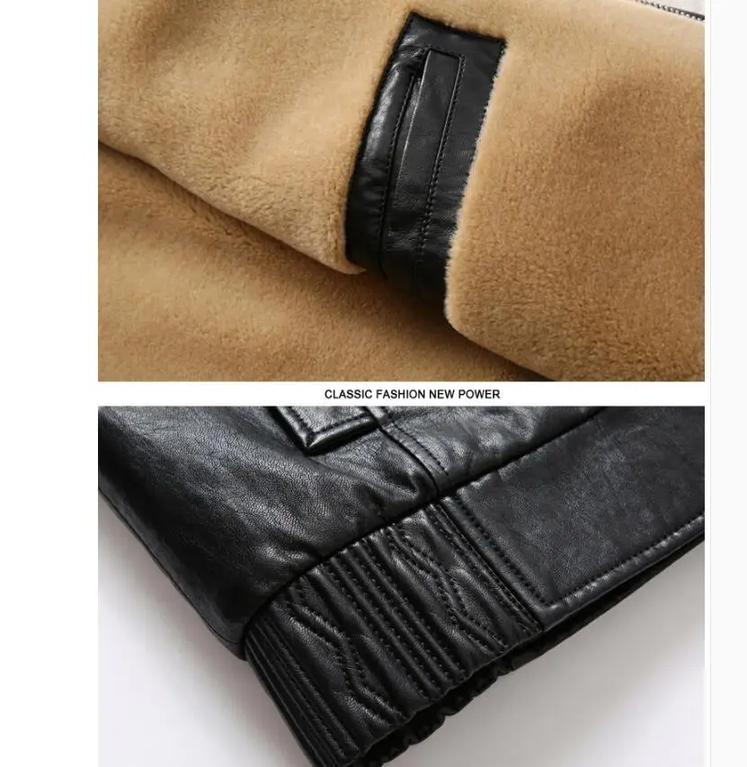

New Haining M-4xl Jackets Middle-aged Leather Clothing Men's Fur One Piece Plus Velvet Thick Lapel Daddy Coat