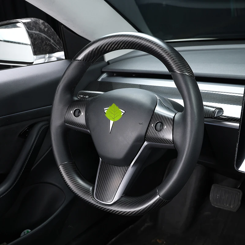 Защитный чехол на руль из настоящего углеродного волокна наклейки для Tesla Model 3 2021