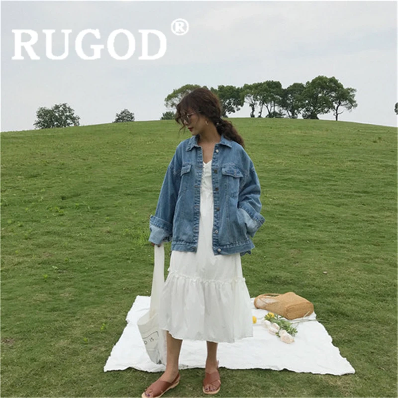 RUGOD для женщин однотонные синие одноцветное джинсовые куртки в винтажном стиле