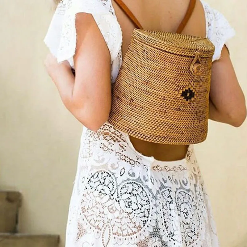 Женские плетеные сумочки из ротанга Ins летняя соломенная сумка ручной работы с