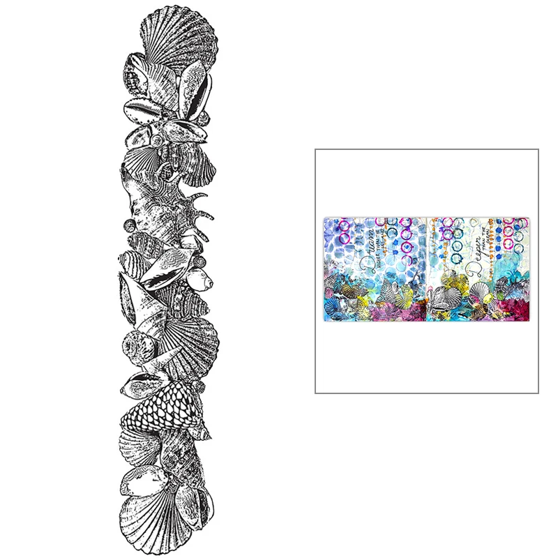 

Новинка 2021, прозрачные штампы в стиле ретро с рисунком ракушек и ракушек для творчества, открытка для творчества, Океанский фон, скрапбукинг...