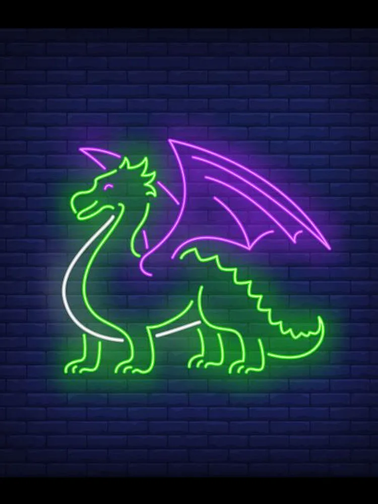 

Neon Sign For Dragon wing glass Tube cute animal Commercial hotel Lamps resterant light advertise Food shop Impact Attract light