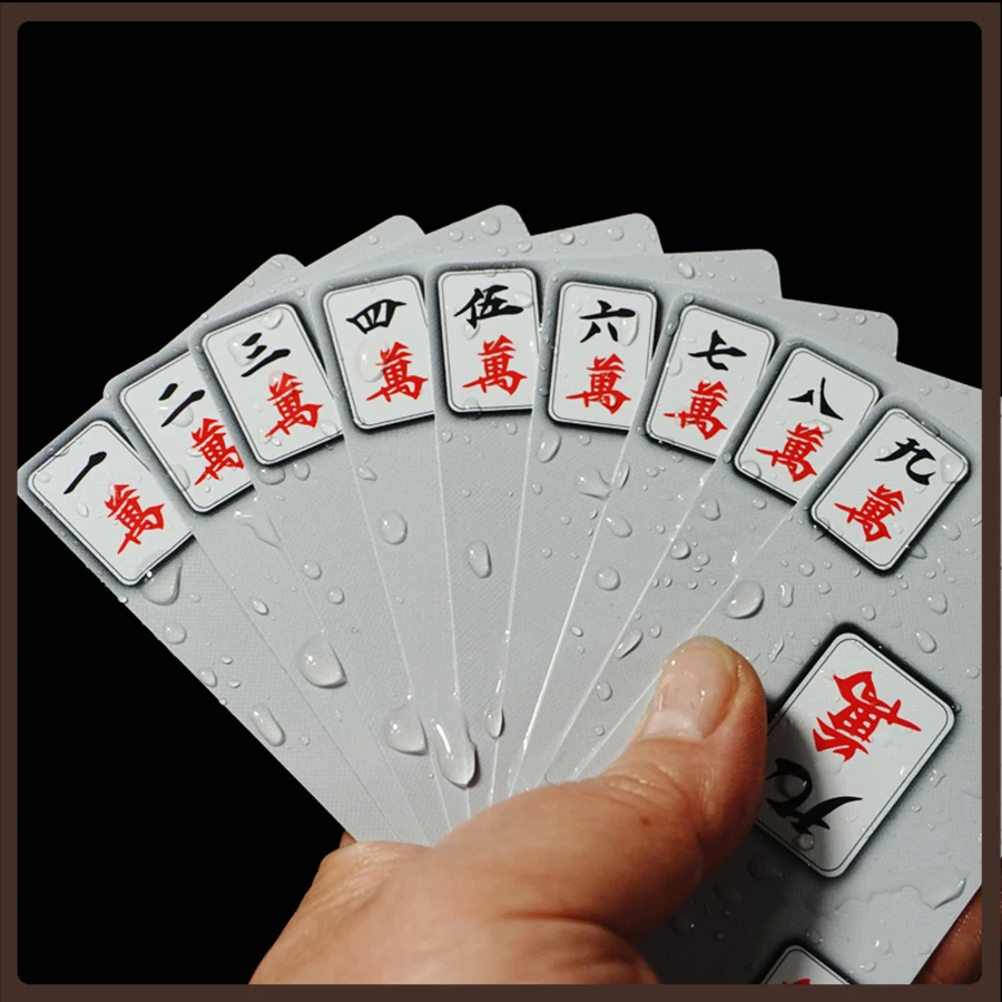 

Black Waterproof Mahjong Poker Cards Plastic Gambling Pvc Portable Travel China Family Games Juegos De Mesa Gift Card Play Store