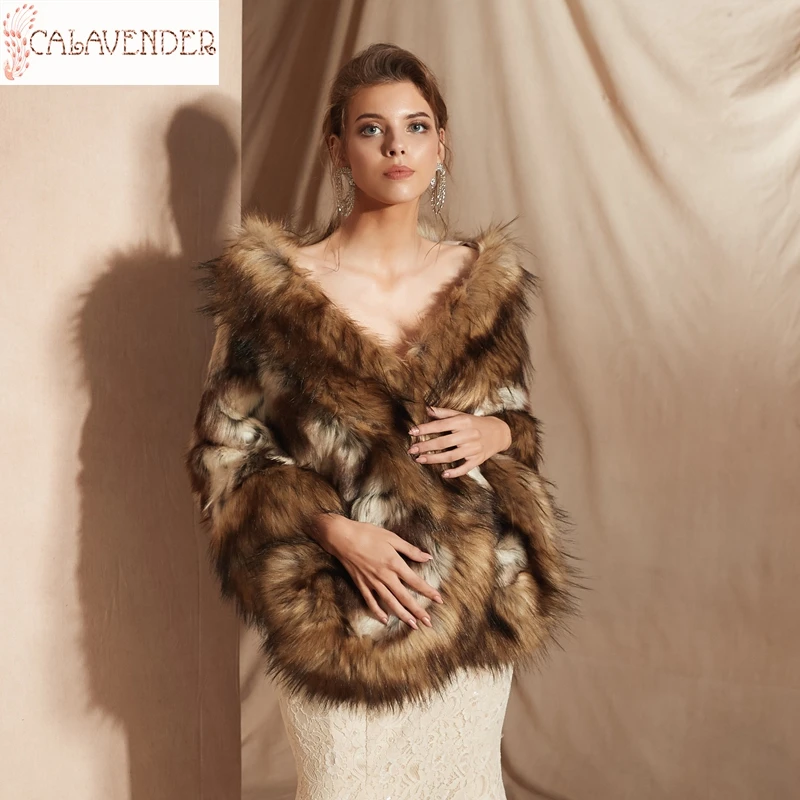 

PJ18100 элегантное Болеро женское из искусственного меха палантин высокого качества пальто Шраг накидки для невесты Зимние Свадебные жакеты м...