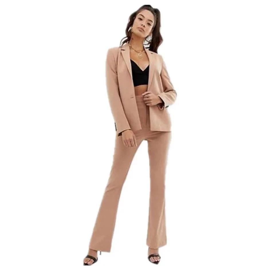 

Custom Made Khaki 2 Piece Set (Jacket+Vest) Women Elegant Pants Suits Ladies Business Pant Suits Formal Office Suits