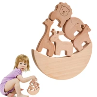 baby wooden beech wood animals building blocks montessori educational balance stacking game infant chew teether kid toys
