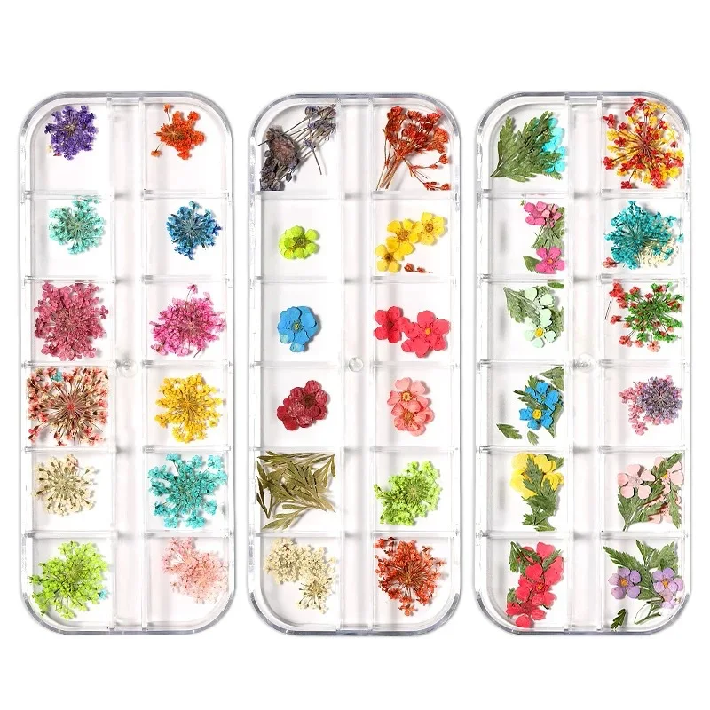 12 сеток/коробка модные японские сухие цветочные украшения для ногтей